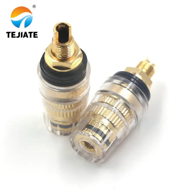 1PCS pure copper gold-plated transparent crystal speaker power amplifier terminal, banana socket, speaker wire terminal