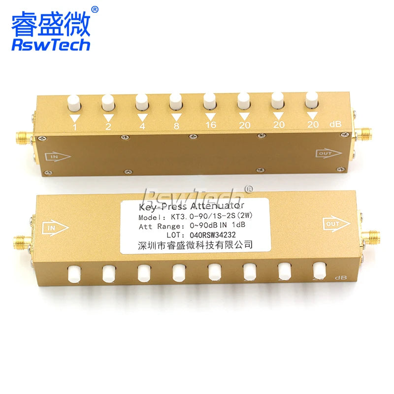 1PCS SMA N-type RF button adjustable key signal attenuator 0-30dB 0-60dB 0-90dB step 2W high power 0-4GHz