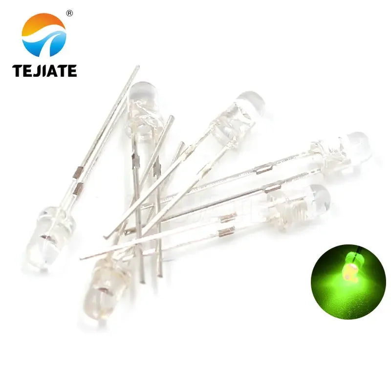 50PCS / 1Lot TEJIATE 3MM LED Light Bead White Red Yellow Blue Green Full Color High Brightness  Low Power Consume Fast Response