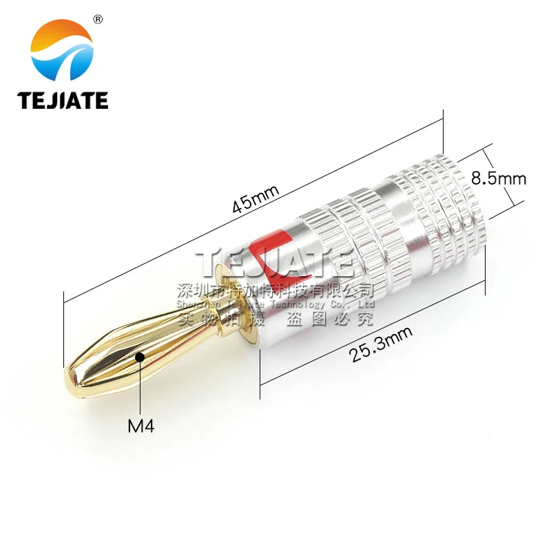 Copper gold-plated zinc alloy 4mm banana plug speaker wire connector speaker wire connector solder-free