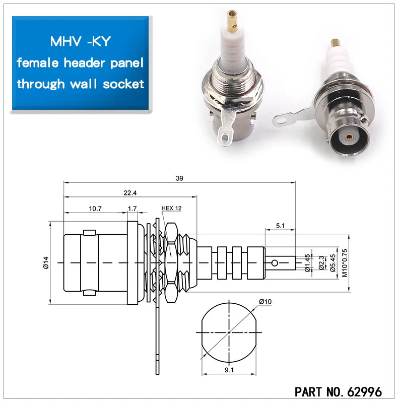1pcs MHV-KFD High Voltage RF Connector MHV-KY Chassis Panel Through Wall Fixed Socket MHV-JY