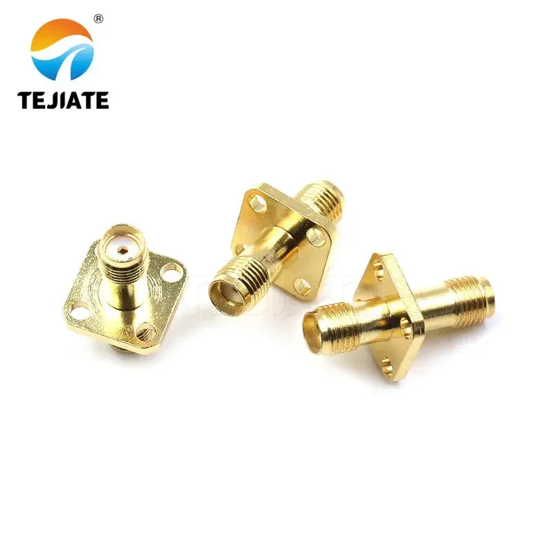 2PCS RF Adapter Connector SMA-SMA-KKF 24MM Double Way Header Female To Female Header Square Plate Flange Plate Double Through