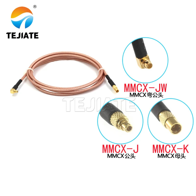 1PCS MMCX bent male to MMCX adapter line MMCX male to female to MMCX bent male connection line RG316 coaxial line