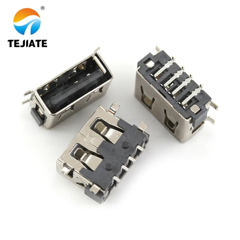 10PCS USB A-type female socket A female B female socket curling 90/180 degrees flat mouth square mouth straight plug patch