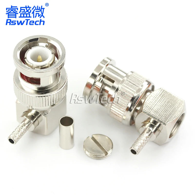 1PCS BNC Adapter J-1.5 J-3 JW-1.5 JW-3 Q9 Male Header Bent Type Right Angle Crimp Feeder Match For RG58/142/316