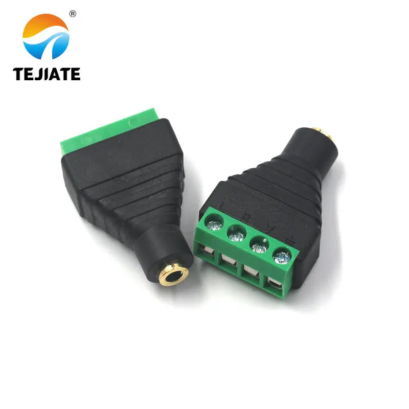 1PCS solderless 2.5/3.5MM gold-plated dual channel audio headphone plug, stereo adapter, solderless terminal