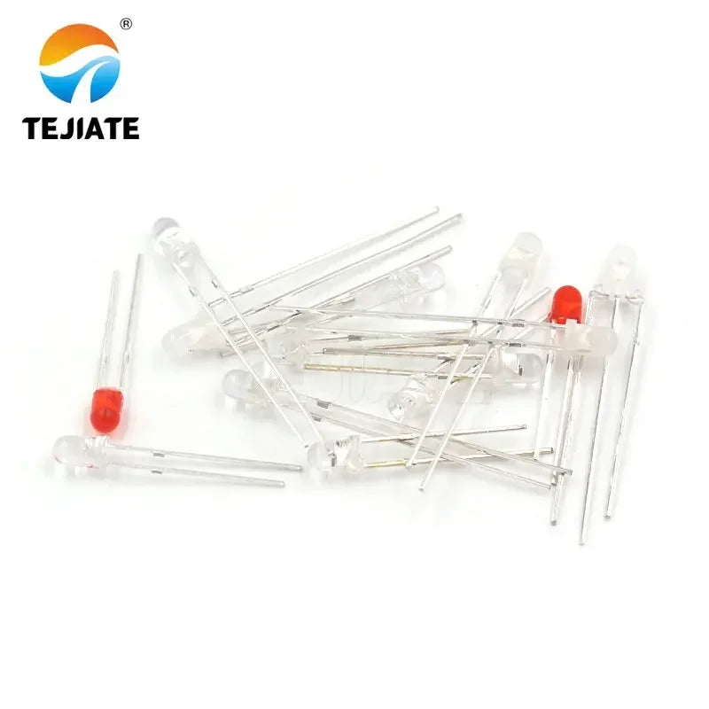 50PCS TEJIATE 3MM LED Lamp Beads Double Color White Flash Red Blue Green Fog Type Fast Response Long Life LED Lights