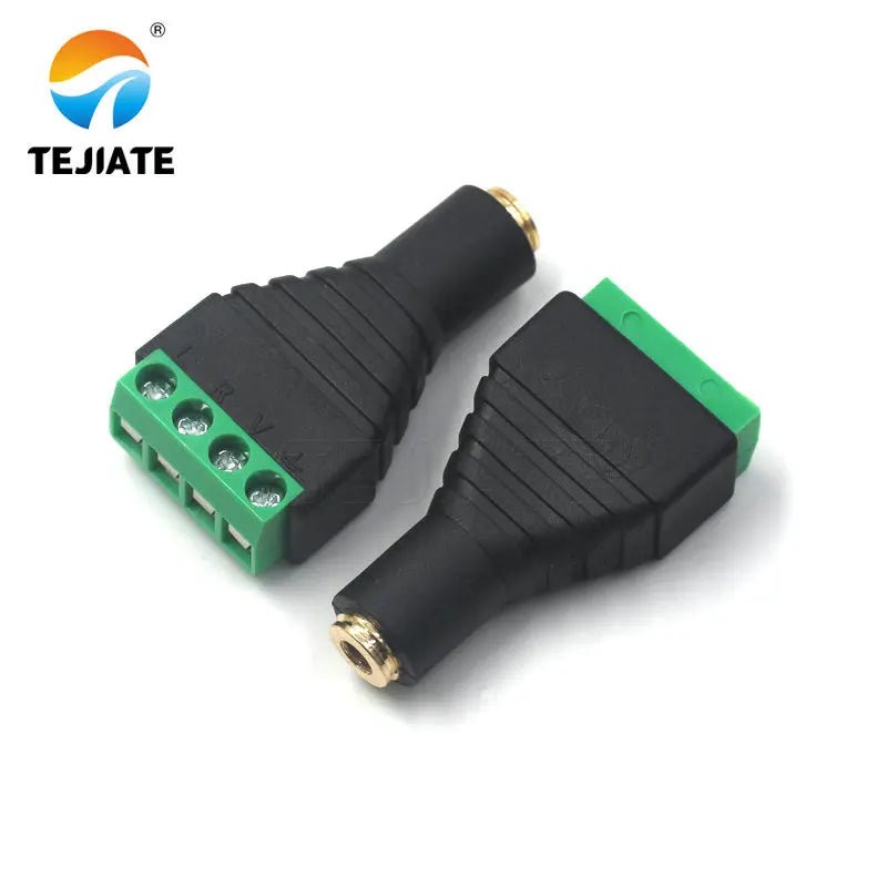 1PCS solderless 2.5/3.5MM gold-plated dual channel audio headphone plug, stereo adapter, solderless terminal