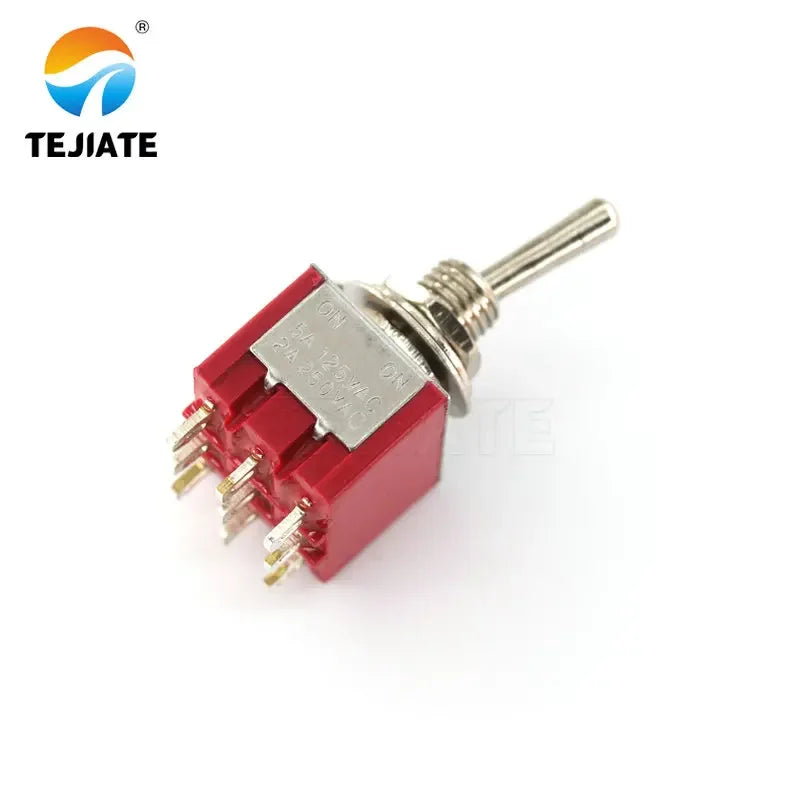 5Pcs 9-Pin Mini Toggle Switch 3PDT ON-OFF-ON 2A250V/5A125VAC MTS-303