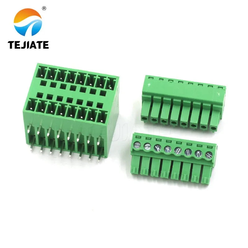 1 set of PCB plug-in terminal blocks 15EDGRH3.81mm double-layer plug-in terminal block double row bent needle base with plug
