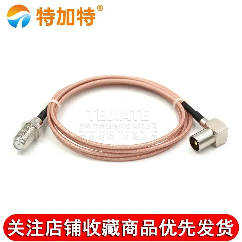 1PCS TEJIATE F Female Header Outer Screw Inner Hole To TV Bent Male Header Adapter Cable RG316 Wire Connector 0.5~30M