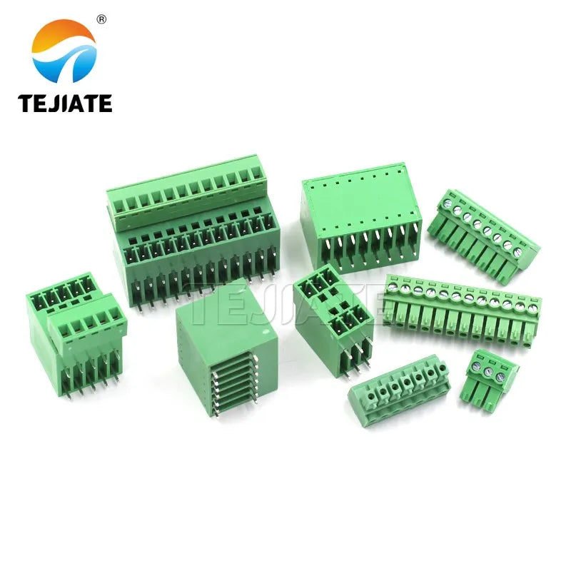 1 set of PCB plug-in terminal blocks 15EDGRH3.81mm double-layer plug-in terminal block double row bent needle base with plug