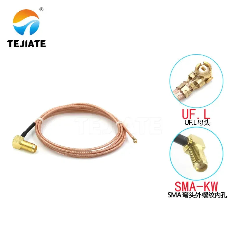 2PCS TEJIATE UF.L Female Header To SMA Bent Header Outer Screw Inner Hole/Pin Connector Cable RF Antena UFL Seat RG178