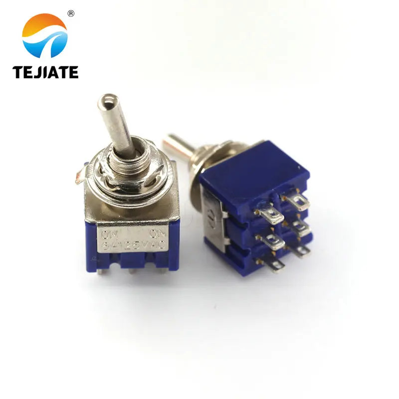 5pcs MTS-202 DPDT Switch 6A 125V AC 6-Pin ON-ON Mini Toggle Switches 31*13*12mm For Switching Lights Motors Mayitr