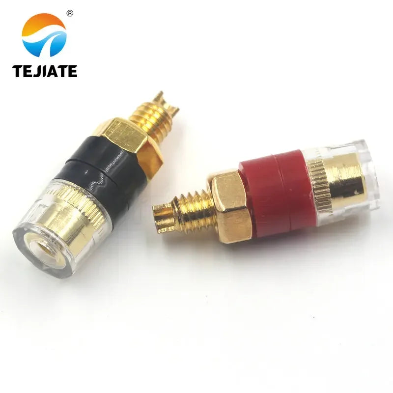1PCS small pure copper gold-plated amplifier speaker, semi transparent crystal terminal block, banana plug socket