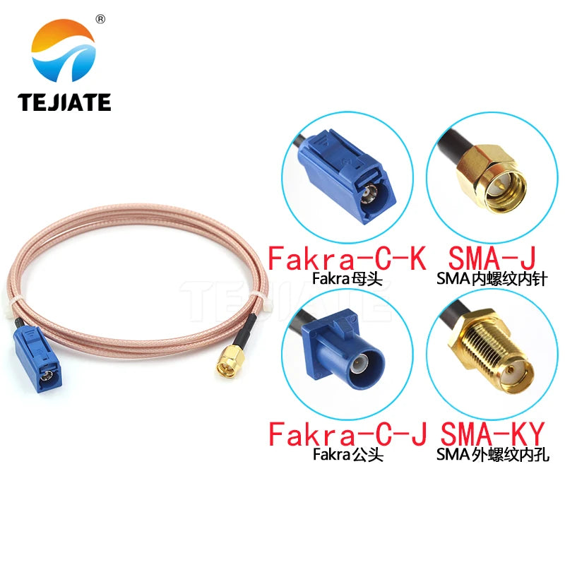 1PCS SMA male female to Fakra-C-J male adapter cable SMA female to Fakra-C connection cable GPS antenna extension cable