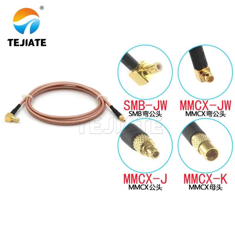 1PCS MMCX male female to SMB bent male adapter cable SMB-JW to MMCX-JW MMCX-J MMCX-J RF cable RG316 coaxial line