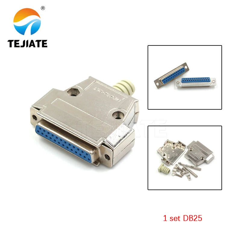 DB25 25P  Parallel Serial Port Female Male Wire Solder Connector Socket Plug VGA Adapter Plastic Metal Shell Cover