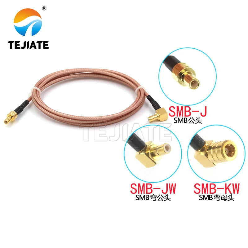 1PCS SMB male to SMB bent male female adapter wire SMB-JW SMB-KW to SMB-J RF wire RG316 coaxial impedance 50 ohms
