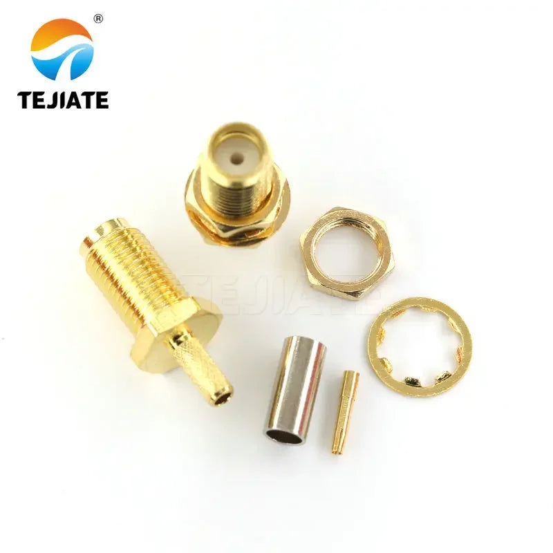 5PCS SMA Female Nut Bulkhead Crimp For RG174 RG316 LMR100 High Quality Wire Connector