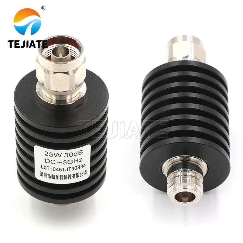 1PCS Frequency N-JK DC-3GHz 6-40DB RF Coaxial Fixed Attenuator 25W Connector Nickel Plated