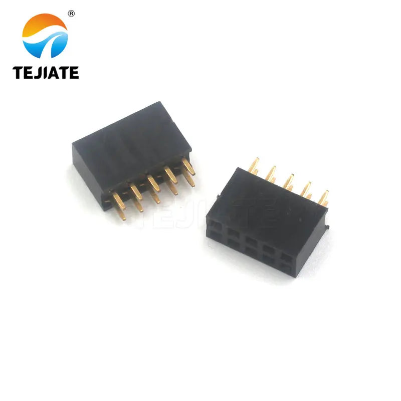 10PCS Double row female female female double row female socket pin header socket 2X2P/3/4/5/6-40P 2.54MM curved pin