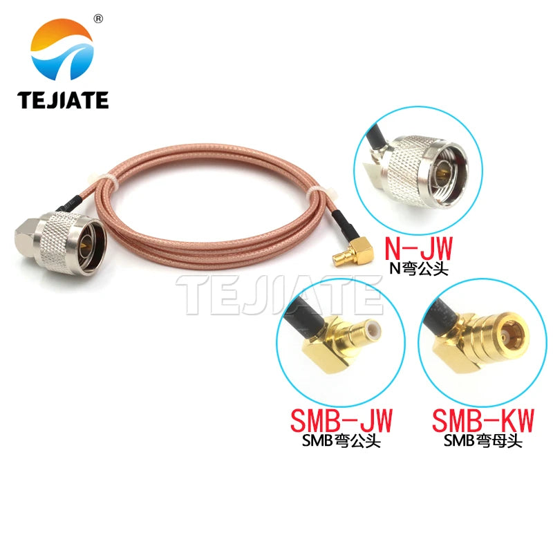 1PCS N-bend male to SMB bend male to female RF line N-JW to SMB-JW SMB-KW adapter line RG316 connection line impedance 50 ohms