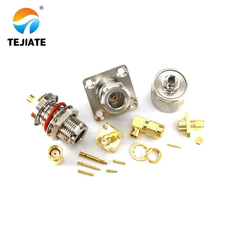 1PCS SMA RPSMA N Connector Male Header Srtaight/Bent Header Half Flexible Steel Welding Adapter Match For RG141/402