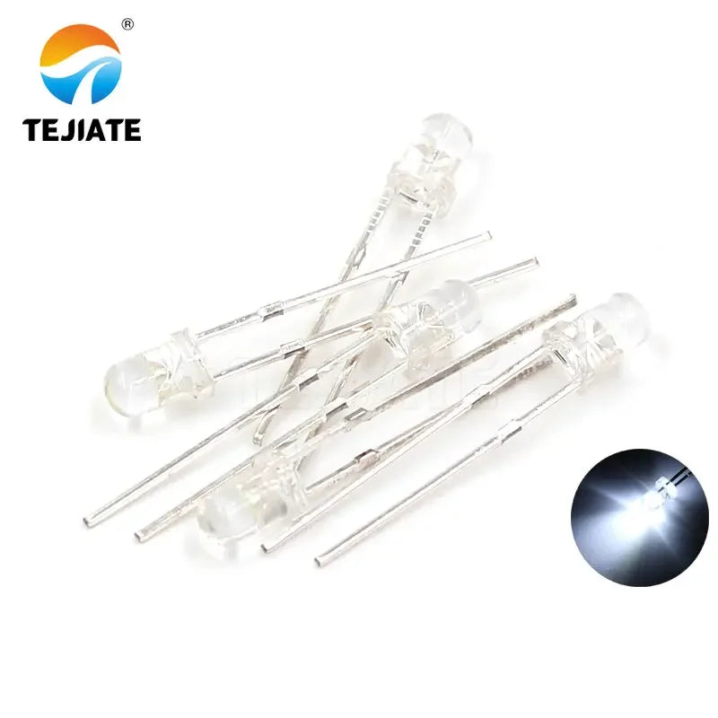 50PCS / 1Lot TEJIATE 3MM LED Light Bead White Red Yellow Blue Green Full Color High Brightness  Low Power Consume Fast Response