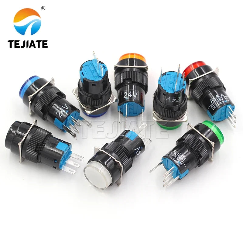 AB6-A Self-locking 3-pin Power Start AD16 Button AL6-M Reset With Light 16mm Switch LA16