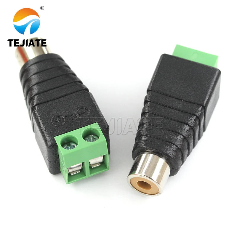 2PCS AV Plug RCA Lotus Head Press Terminal Monitoring Accessories RCA Welding-free Audio Connector Audio Male and Female