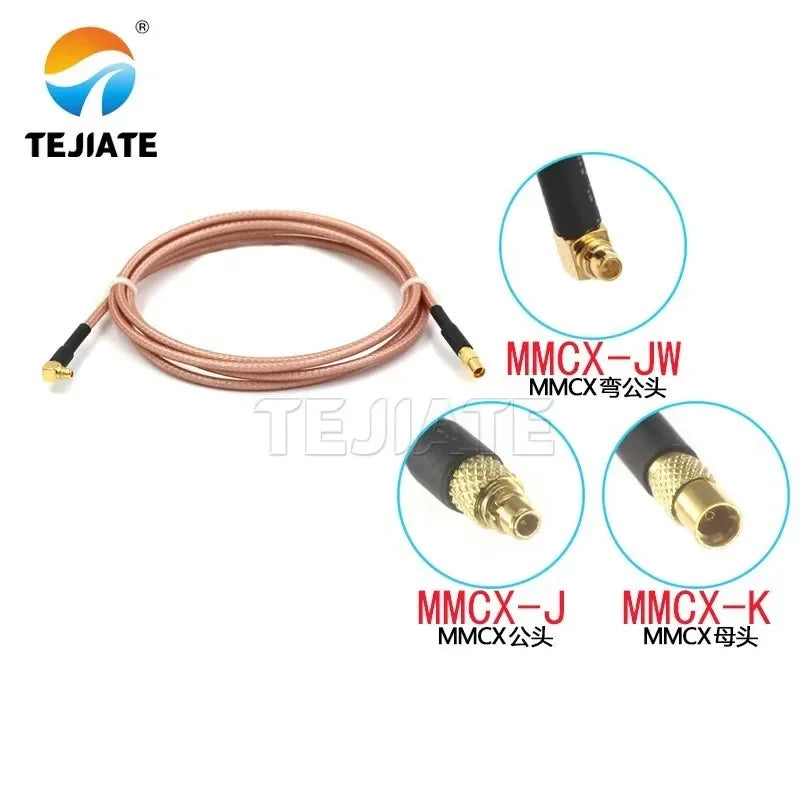 1PCS MMCX bent male to MMCX adapter line MMCX male to female to MMCX bent male connection line RG316 coaxial line
