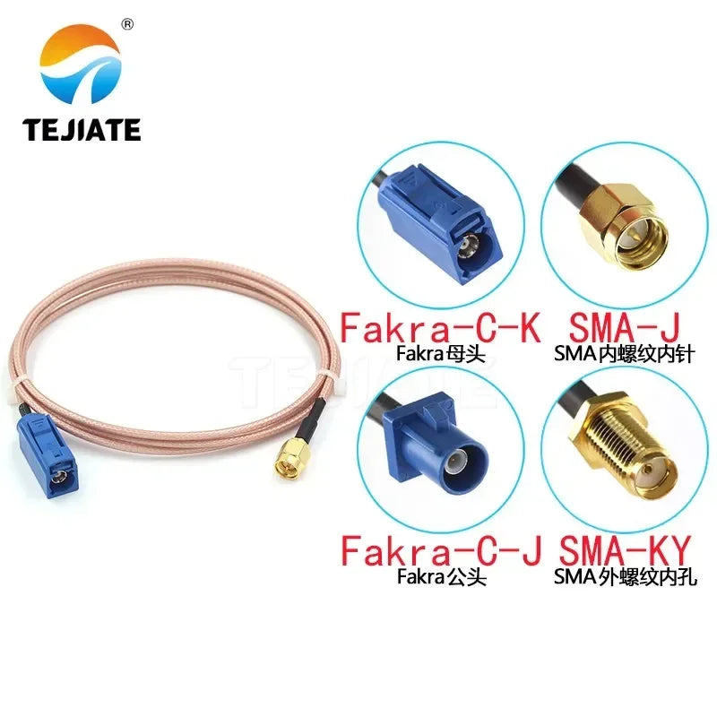 1PCS SMA male female to Fakra-C-J male adapter cable SMA female to Fakra-C connection cable GPS antenna extension cable