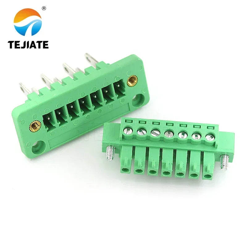 1 Set Of 15EDGWB+KM-3.81mm Wall Mounted Plug-in PCB Wiring Terminals With Flange Fixed Panel Wall Mounted