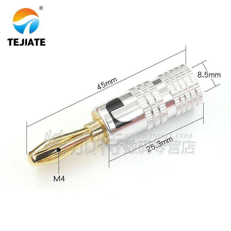 Copper gold-plated zinc alloy 4mm banana plug speaker wire connector speaker wire connector solder-free