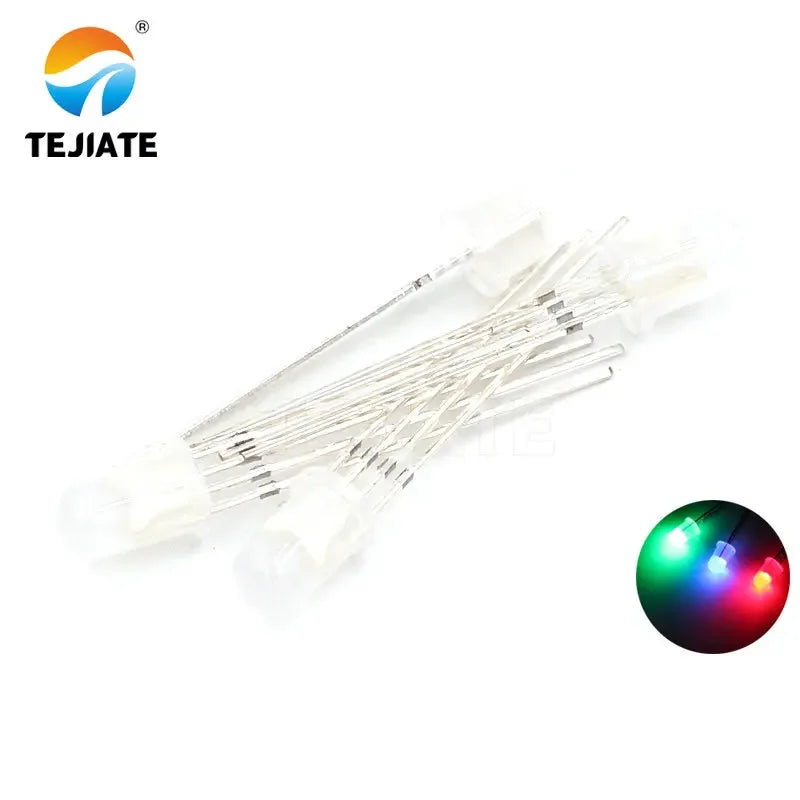 50PCS / 1Lot TEJIATE 5MM LED Lamp Full Double Color White Red Yellow Blue Green Purple Fast Response Long Using Life