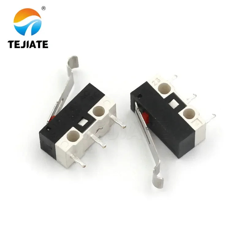 10PCS Mouse Switch Three Foot Handle Roller Button Left/Right Bent foot 1A 125V AC 3 legs DIY Kit