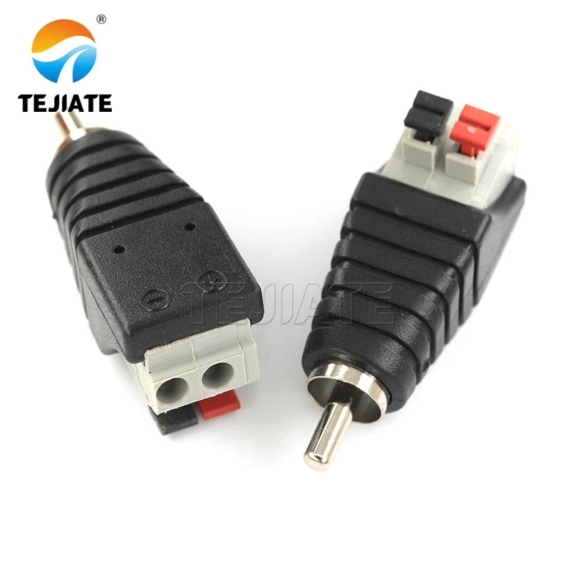 2PCS AV Plug RCA Lotus Head Press Terminal Monitoring Accessories RCA Welding-free Audio Connector Audio Male and Female
