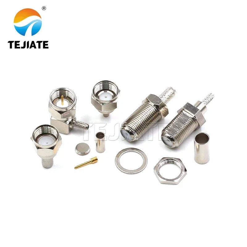 1PCS F-J/JW/KY Imperial F Type RF Coaxial Connector Male and Female Elbow Nikel/Gold Plated Adapter Plug