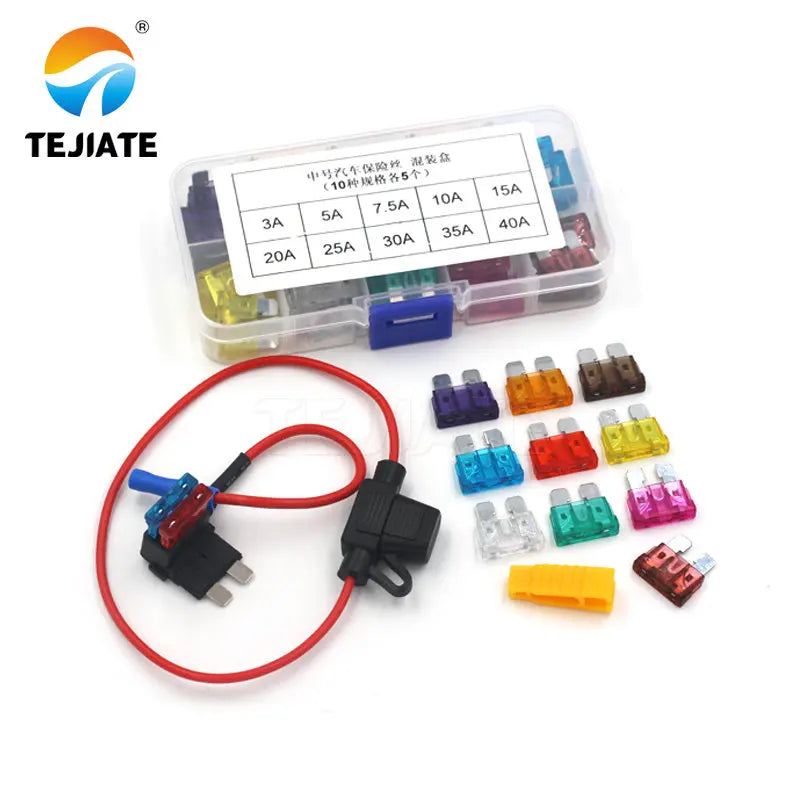 10pcs/lot Medium-sized automobile fuse 3A 5A 7.5A 10A 15A 20A 25A 30A 35A 40A Fuses Holder Add-a-circuit Electrical appliances
