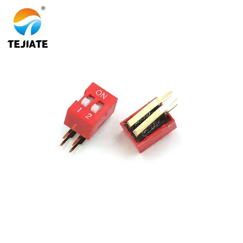 2PCS Red DIP Switch Bent Feet 2.54mm Distance Side Dip Straight Insert 2/3/4/5/6/7/8/9/10P