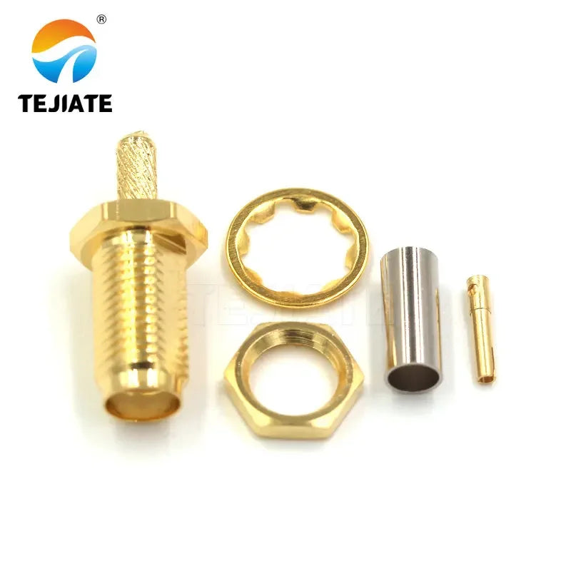 5PCS SMA Female Nut Bulkhead Crimp For RG174 RG316 LMR100 High Quality Wire Connector