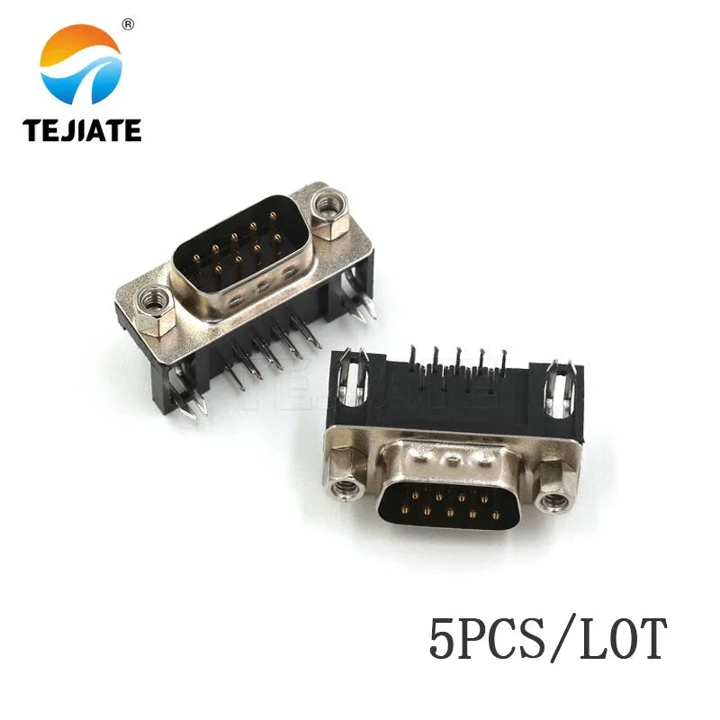 5pcs RS232 DB9 9 Pin Solder Connector DB9 Female Male Serial Port Plastic Potection Shell Cover For VGA Connectors