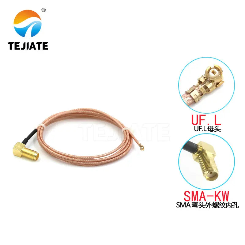 1PCS IPEX to SMA-KW female head external thread internal hole internal needle elbow UF L to SMA jumper RG178 line IPX adapter li