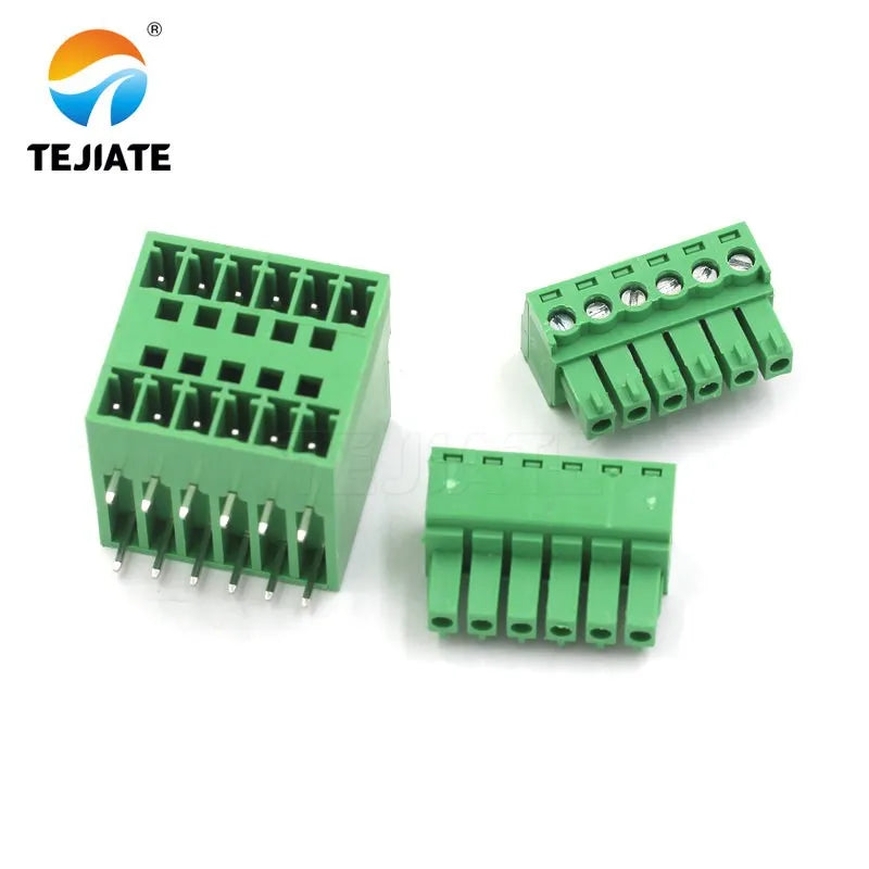 1 set of PCB plug-in terminal blocks 15EDGRH3.81mm double-layer plug-in terminal block double row bent needle base with plug