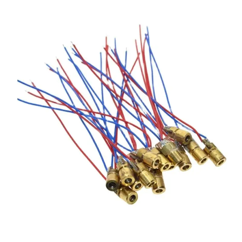 10pcs laser diode 650nm 6mm 5V 5mW Adjustable Laser Dot Diode Module Red Copper Head 3v