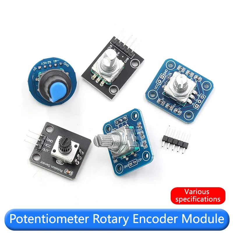 Potentiometer Rotary Module Electronic Building Block 360-Degree with Mounting Holes KY-040, EC11 with Knob Cap