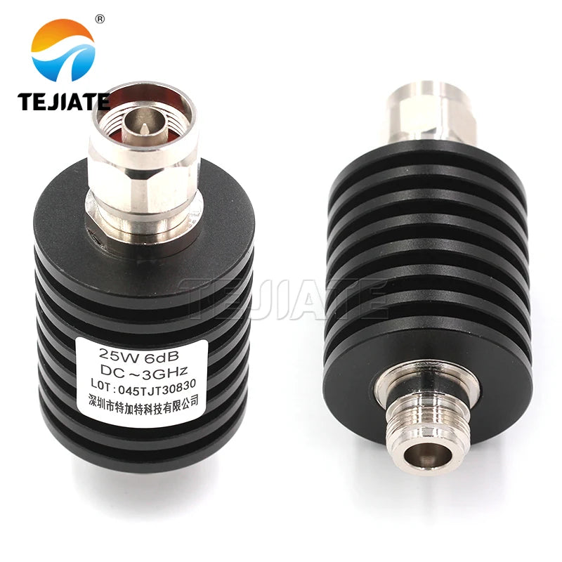 1PCS Frequency N-JK DC-3GHz 6-40DB RF Coaxial Fixed Attenuator 25W Connector Nickel Plated