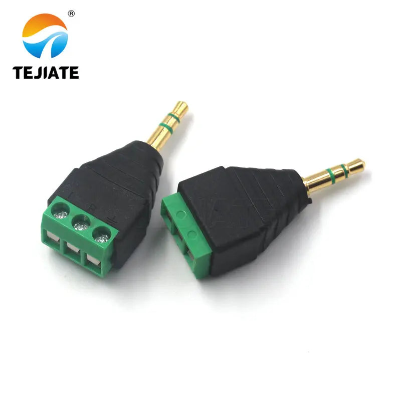 1PCS solderless 2.5/3.5MM gold-plated dual channel audio headphone plug, stereo adapter, solderless terminal