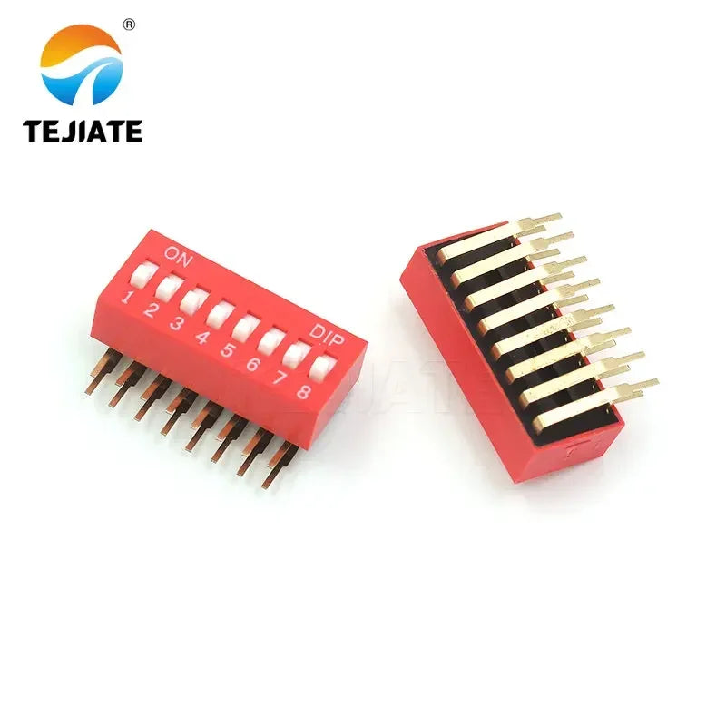2PCS Red DIP Switch Bent Feet 2.54mm Distance Side Dip Straight Insert 2/3/4/5/6/7/8/9/10P